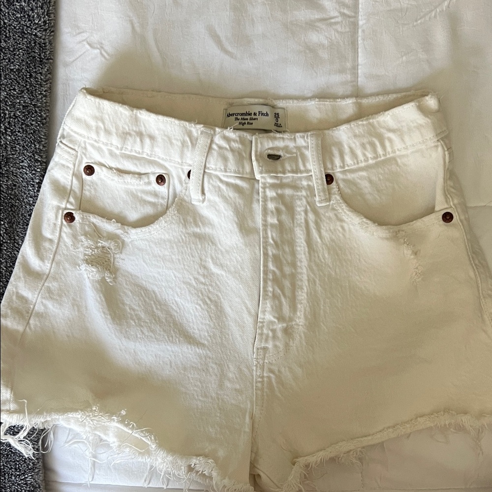 Abercrombie & Fitch Cream Jean Shorts
